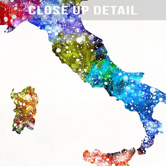 Italy Watercolor Map Wall Art Poster Home Decor Print Watercolour Artwork - Unframed