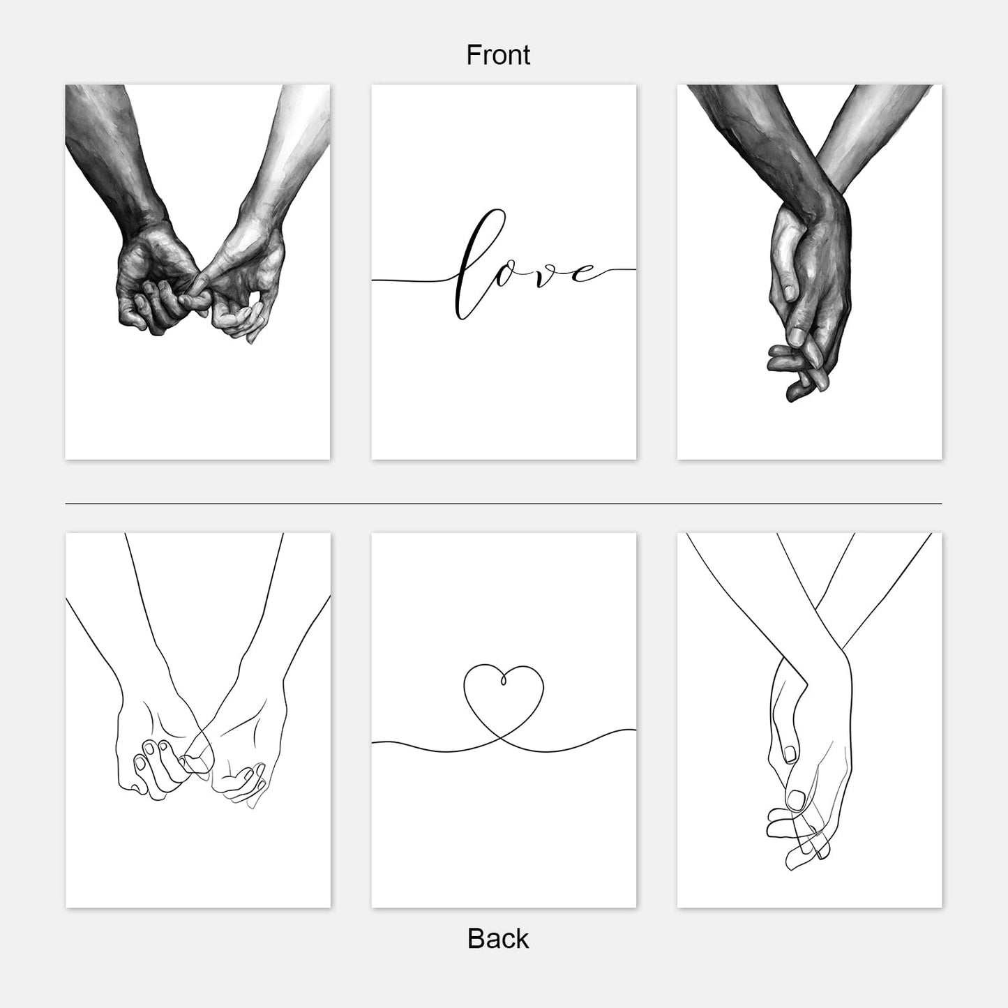 Bedroom Wall Decor Holding Hands Black and White Wall Art for Living Room Decor Love Artwork Poster Prints Cuadros De Pared De Sala Wall Pictures for Bedroom Wall Decor Set of 3 (12x16 in UNFRAMED,