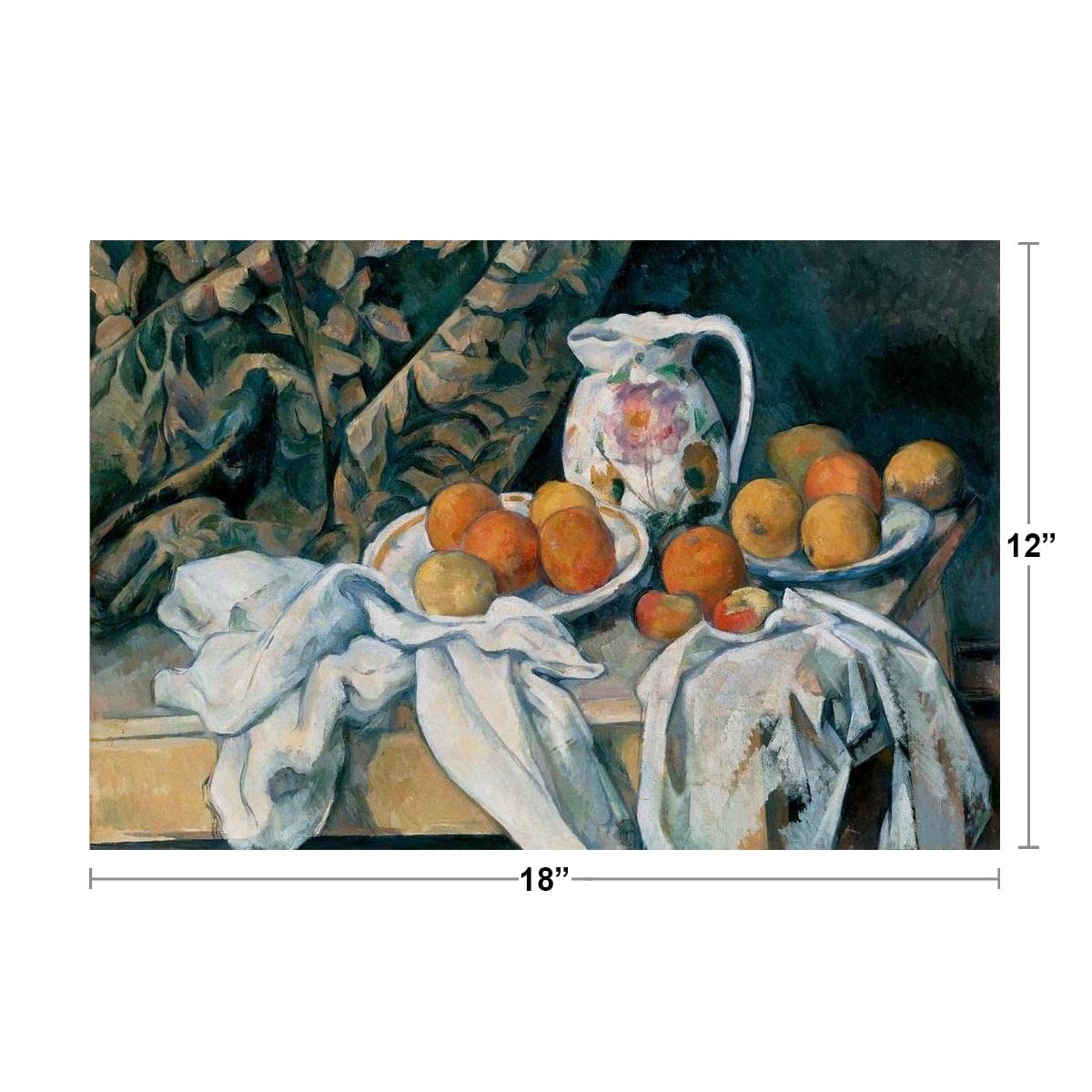 Cezanne Still Life with a Curtain Impressionist Posters Paul Cezanne Art Prints Nature Landscape Painting Fruit Wall Art French Artist Wall Decor Romantic Art Cool Wall Decor Art Print Poster 18x12