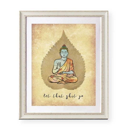 Let That Sh-it Go Print Art, Bathroom Funny Wall Art, Funny Bathroom Poster, Guest Bathroom Print, Bathroom Saying, Namaste Print, Unframed (8X10 INCH)