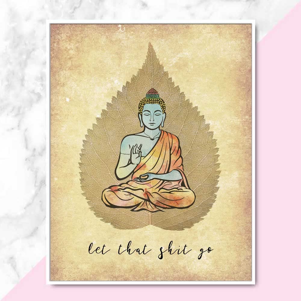 Let That Sh-it Go Print Art, Bathroom Funny Wall Art, Funny Bathroom Poster, Guest Bathroom Print, Bathroom Saying, Namaste Print, Unframed (8X10 INCH)