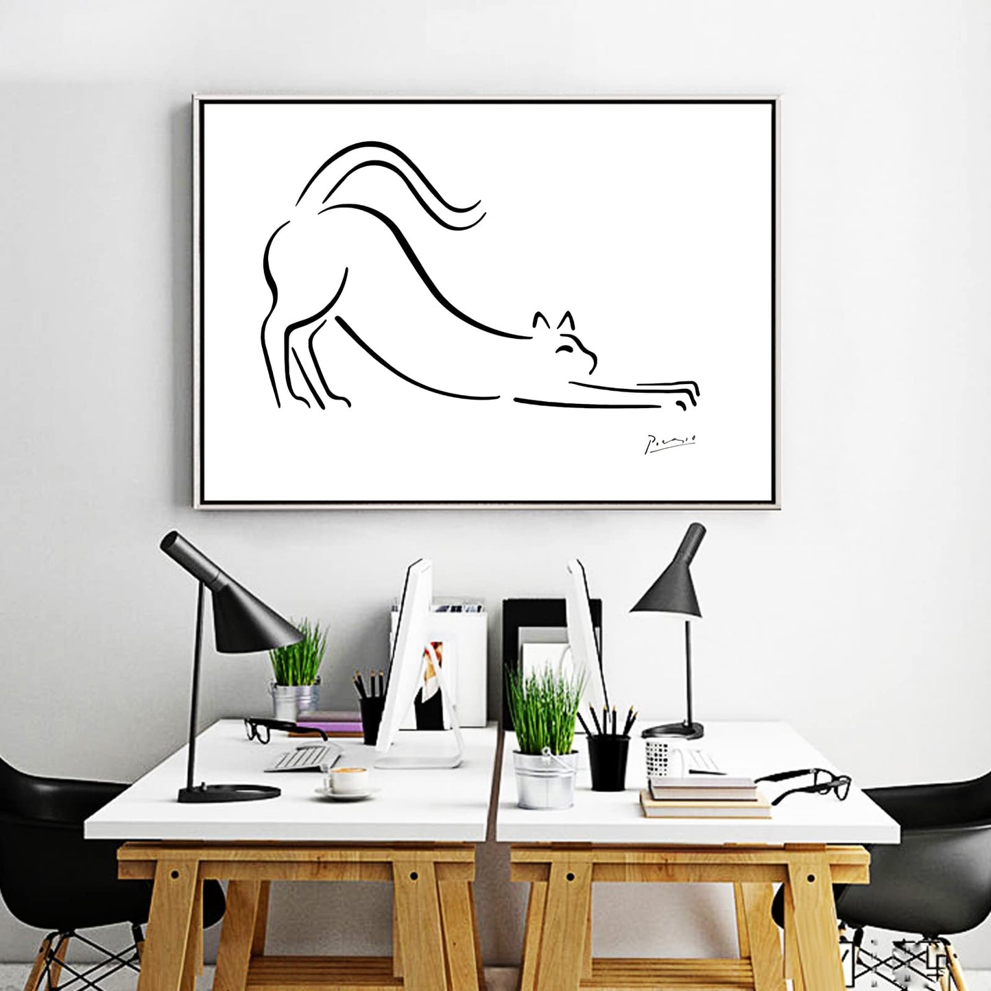 ZZPT Pablo Picasso Wall Art - Pablo Picasso Canvas Art Prints - Fine Art Poster - Cat Wall Decor - Modern Home Decor for Living Room Bedroom Office Unframed (Cat,12x18in/30x45cm)