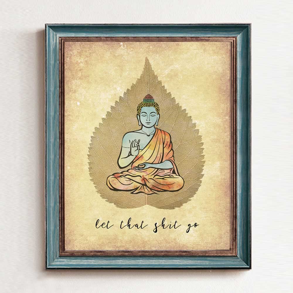 Let That Sh-it Go Print Art, Bathroom Funny Wall Art, Funny Bathroom Poster, Guest Bathroom Print, Bathroom Saying, Namaste Print, Unframed (8X10 INCH)
