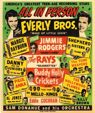 Affiche Prints AD65 Vintage 1950's Everly Brothers Buddy Holly Concert Advertisement Poster - A3 (432 x 305mm) 16.5" x 11.7"
