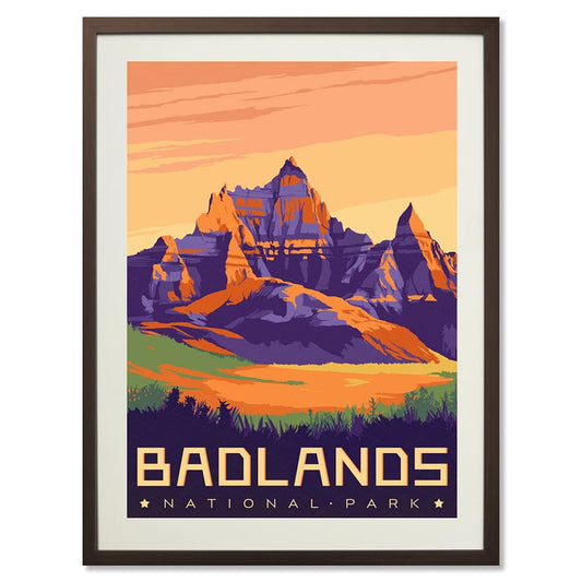 xtvin Badlands National Park Posters Vintage Wall Art Print Decor Painting Gift National Parks of the USA Home Decoration Stickers (12X18 inch)