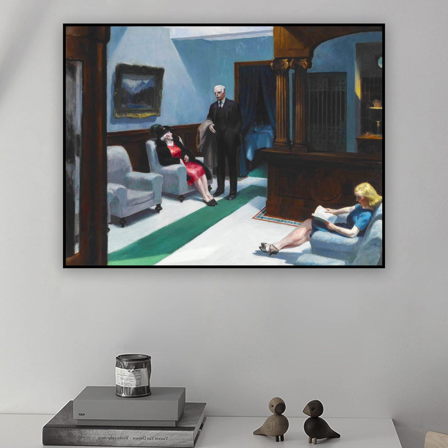 KWAY Edward Hopper Prints - Hotel Lobby Poster - Cool Canvas Wall Art - Famous Paintings Reproductions Modern Artwork for Living Room Bedroom Unframed (12x16in/30x40cm)