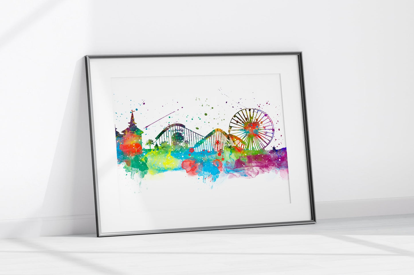 Disneyland California Prints, Amusement Park Watercolor, Nursery Wall Poster, Holiday Gift, Kids and Children Artworks, Digital Illustration Art