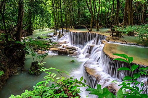 Huay Mae Kamin River Waterfall Jungle Forest Thailand Photo Cool Wall Decor Art Print Poster 18x12