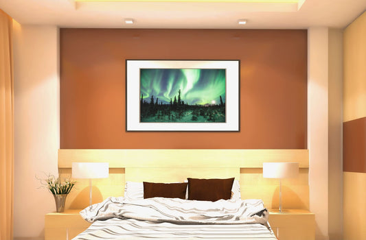 Aurora Borealis Northern Lights Wall Art Room Decor Aesthetic Farmhouse Decor Winter Nursery Room Decorations Modern Nature Home Office Green Room Boho Decor Cool Wall Decor Art Print Poster 18x12