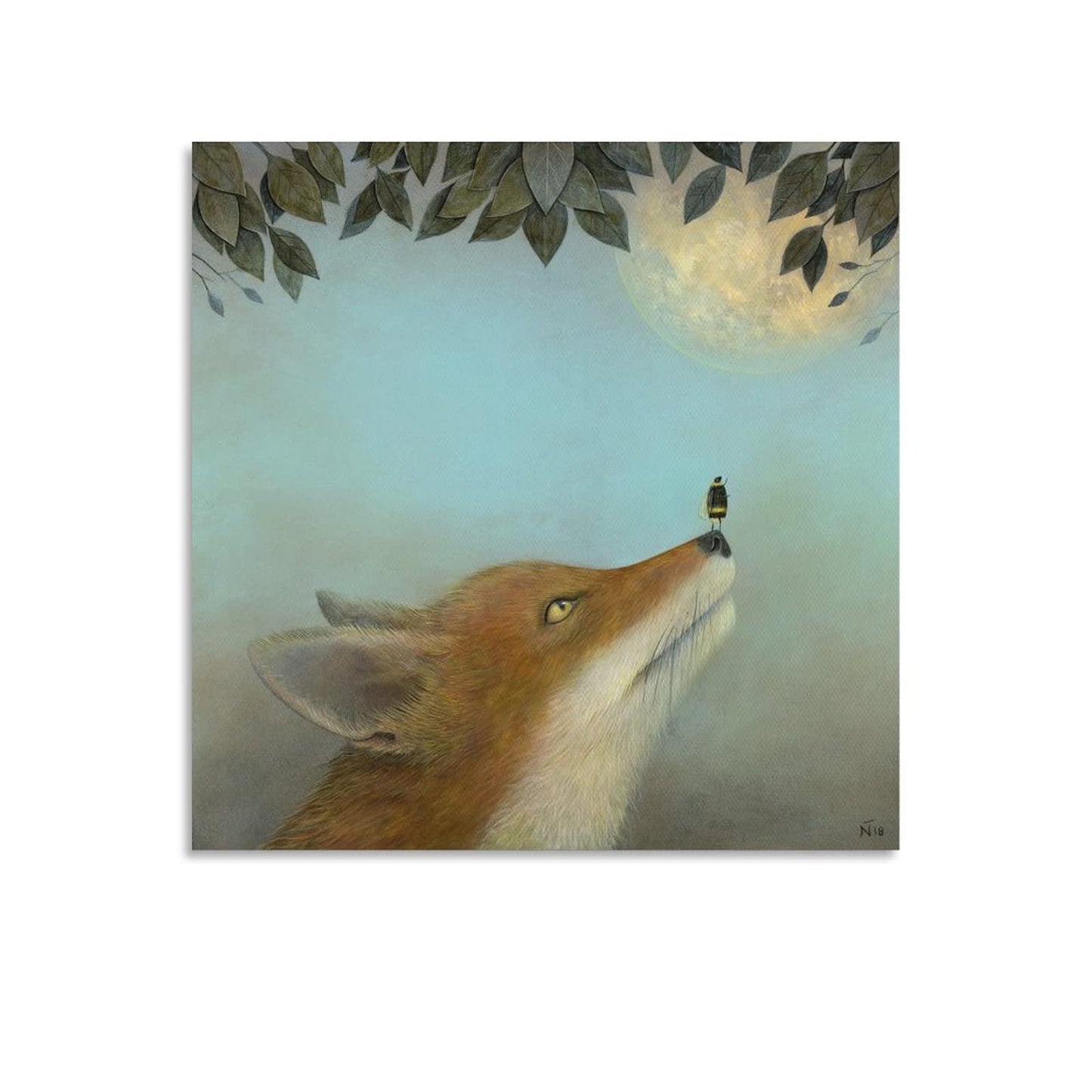 Wall Art Woodland Nursery Animals Fox Bees Nordic Posters And Printed Wall Paintings Canvas Painting Posters And Prints Wall Art Pictures for Living Room Bedroom Decor 12x12inch(30x30cm) Unframe-styl