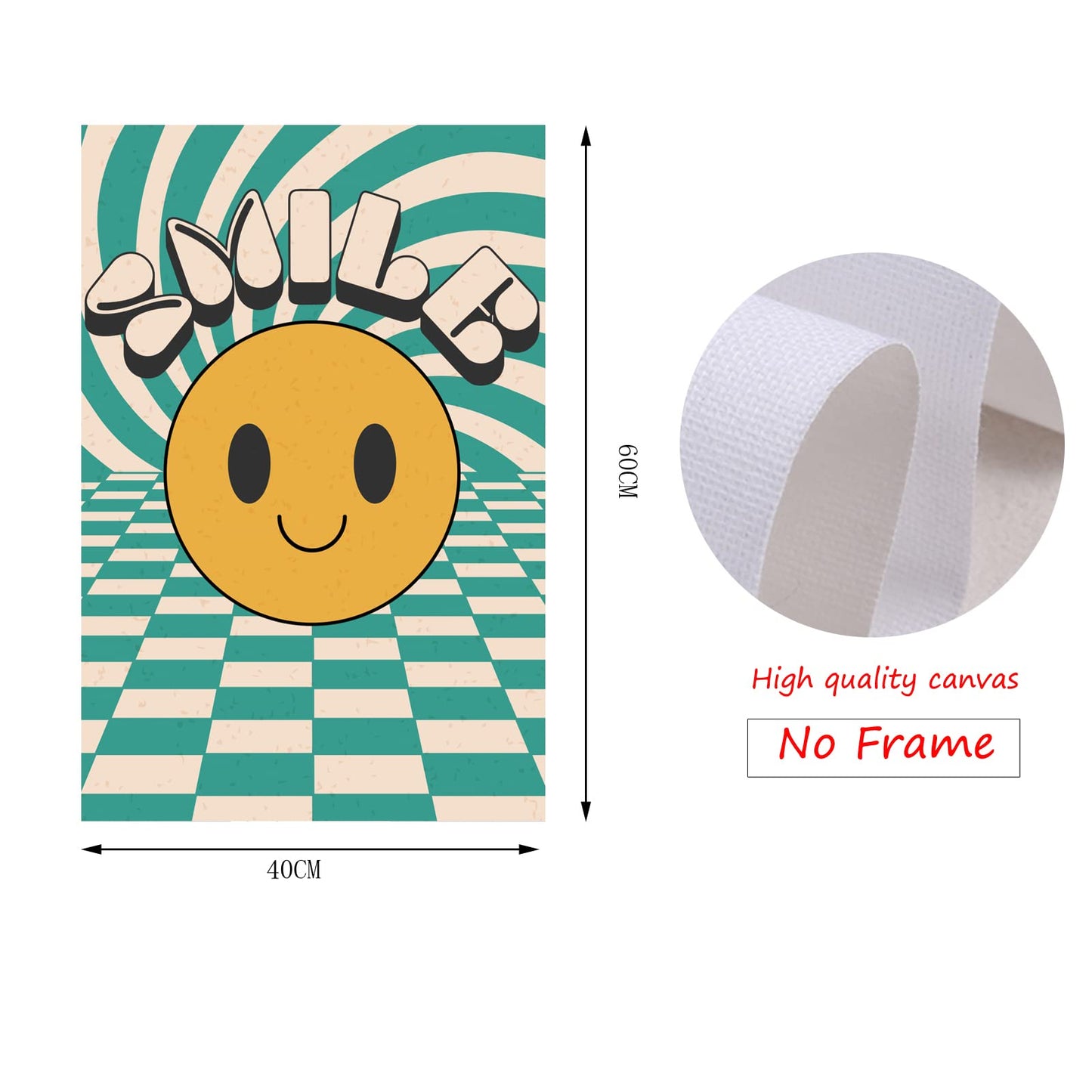 Hippie Wall Art Vintage Wall Decor Prints Hippie Flower Canvas 60s 70s Retro Posters Abstract Minimalist Happy Face Photos Boho Pictures for Living room Bedroom