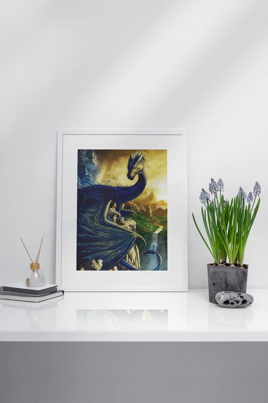 Eragon Dragon With Boy by Ciruelo Artist Animal Painting Fantasy Creative Beautiful Photograph Picture Bedroom Home Living Room Office Gif Artistic Aesthetic Cool Wall Decor Art Print Poster 12x18