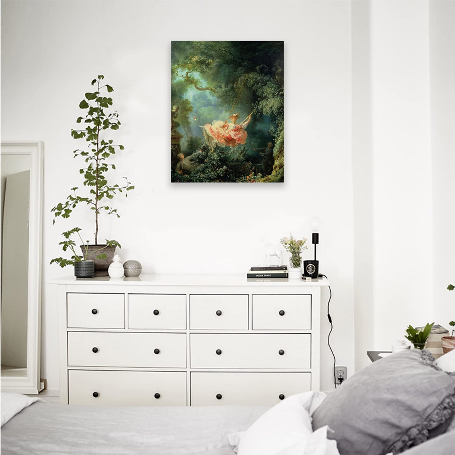 ZZPT Jean Honore Fragonard the Swing Print - Fine Art Poster - Oil Painting Canvas Wall Art Landscape for Living Room Bedroom Home Decor Unframed (8x10in/20x25cm)