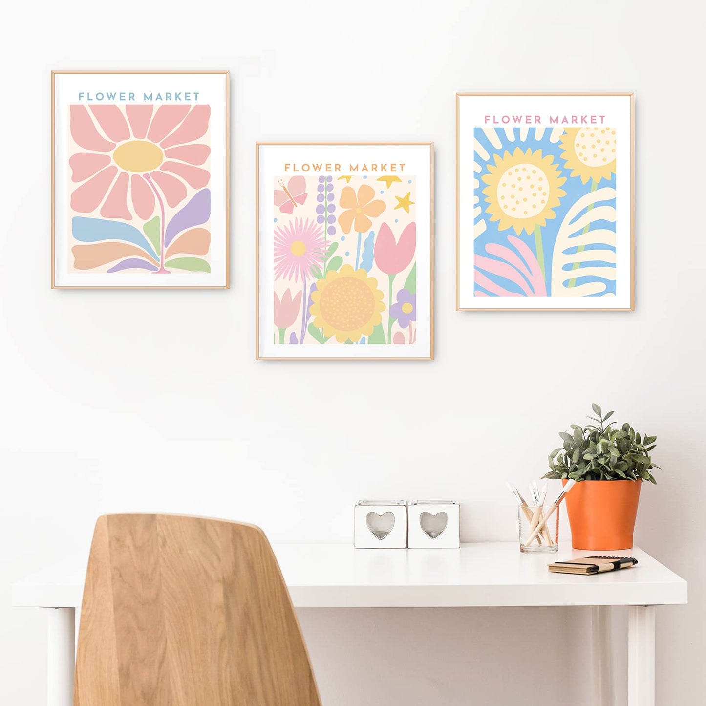 AnyDesign Flower Market Wall Art Prints 8 x 10 Inch Spring Floral Paper Art Posters Danish Pastel Flower Room Decor Posters for Home Gallery Aesthetic Living Room Bedroom Decor, 9 Sheet, Unframed