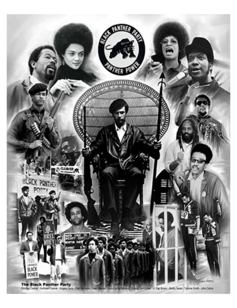 Picture Peddler The Black Panther Party by Wishum Gregory 1966-1980 Fred Hampton, Eldridge and Kathleen Cleaver, Huey P. Newton, Bobby Selle, Tommie Smith, John Carlos African American Black Political Party Art Print Poster Image size is 8x10, Overall Siz