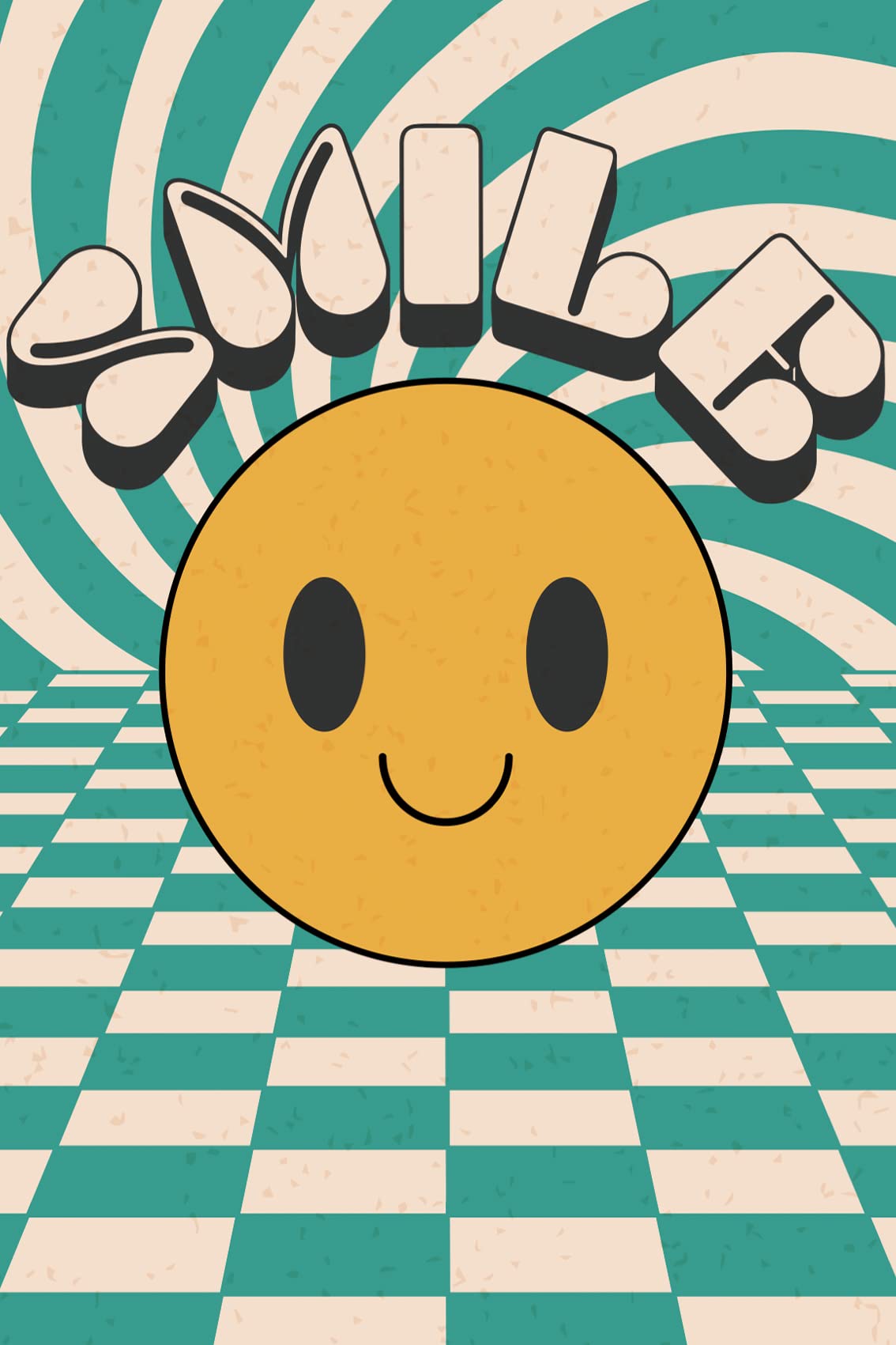 Hippie Wall Art Vintage Wall Decor Prints Hippie Flower Canvas 60s 70s Retro Posters Abstract Minimalist Happy Face Photos Boho Pictures for Living room Bedroom