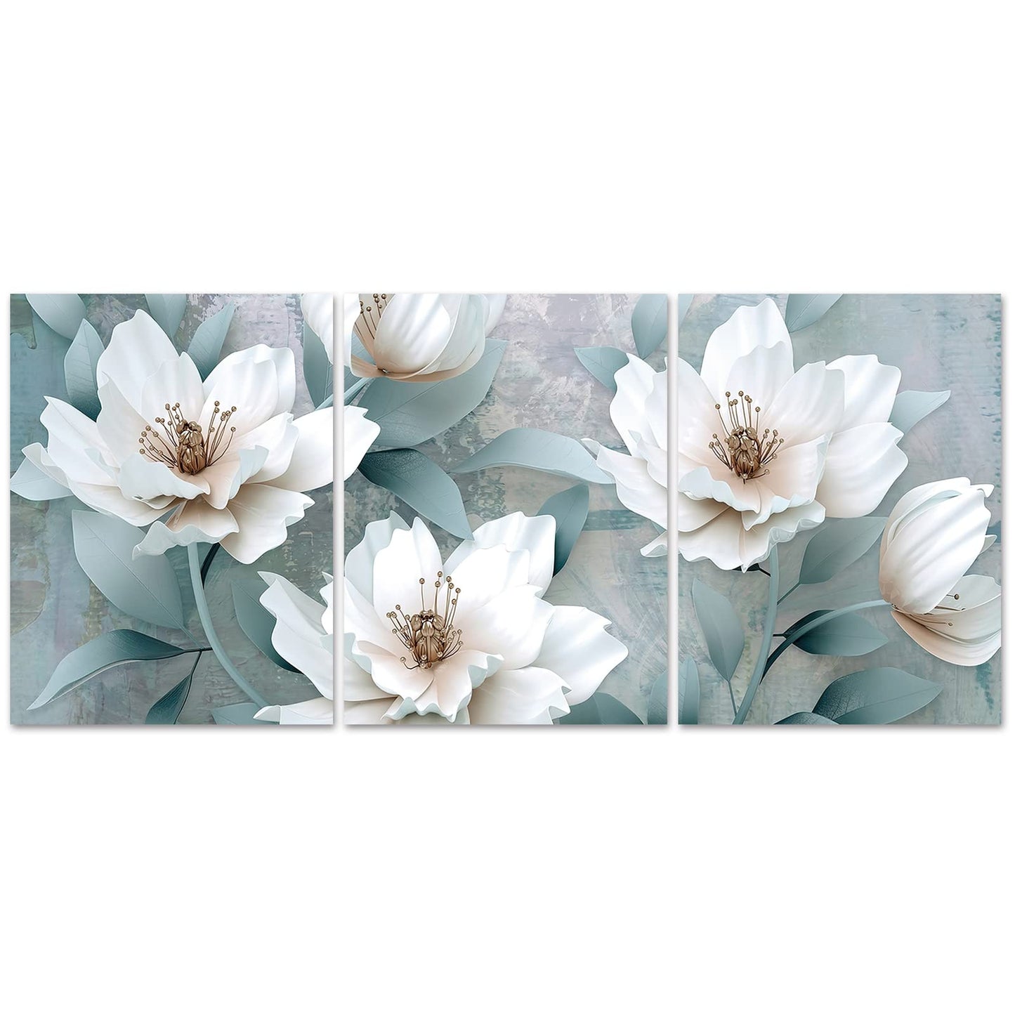 Floral Wall Art Botanical Prints & Posters Floral Canvas Wall Prints Flower Pictures Wall Decor for Living Room, Bathroom Bedroom Kitchen Bathroom Wall Decor, Unframed Set of 3, 12x16 inches