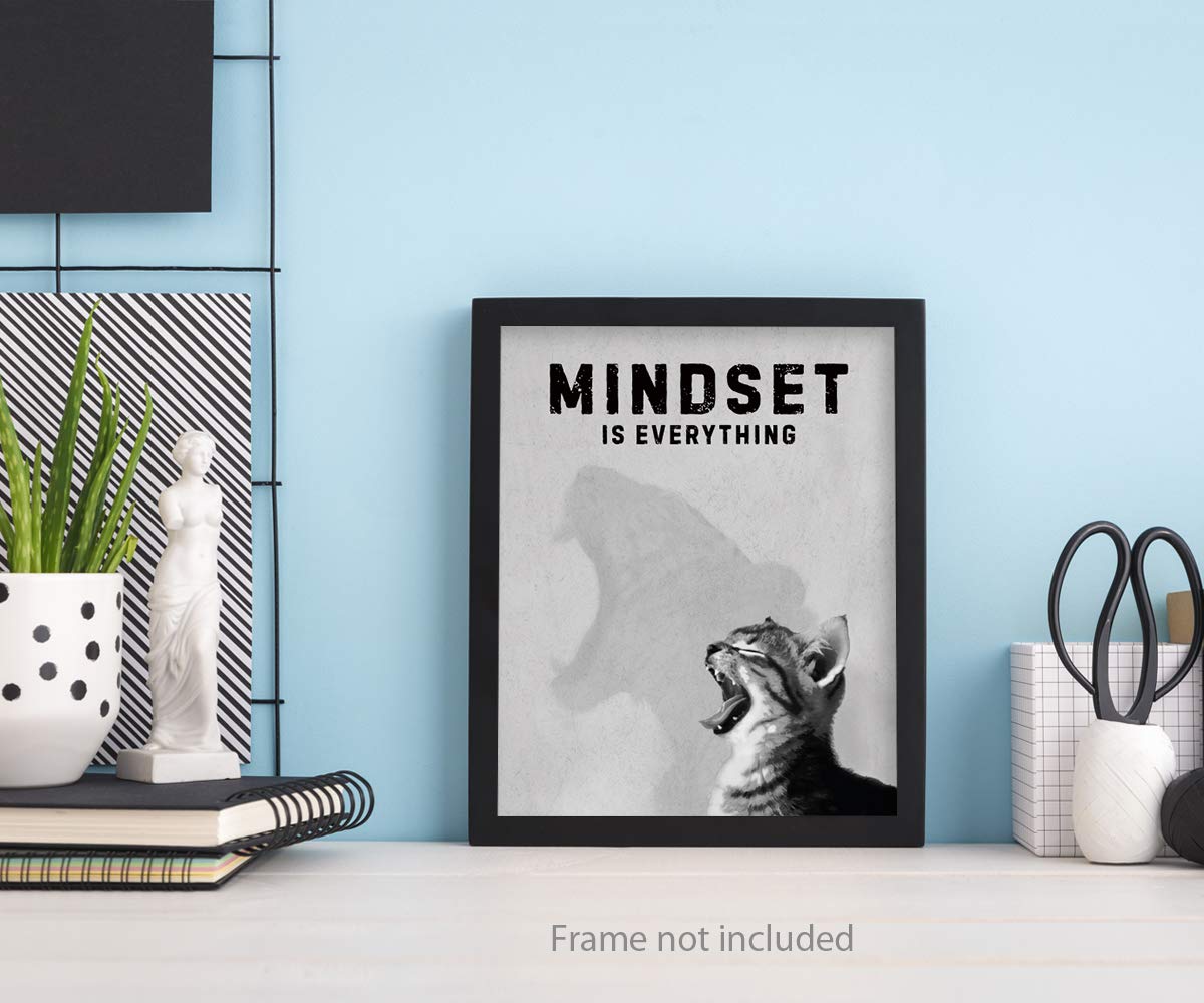 Mindset is Everything Wall Art Prints - Unframed 8x10 in - Motivational Quotes Decor and Cute Signs for Office - Inspirational Poster with Positive Message for Home - Motivational Quotes Office Prints