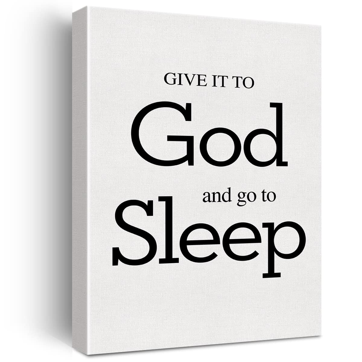 Master Bedroom Sign Wall Art Canvas Print Give It to God and Go to Sleep Poster Framed Motivational Modern Painting for Home Wall & Tabletop Decor