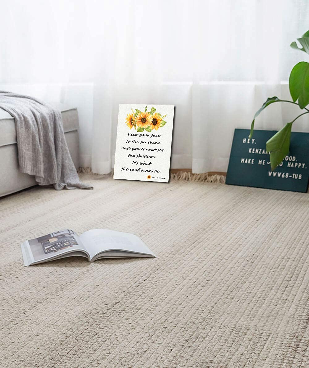 Paimuni Inspirational Wall Art Sunflower Canvas Prints Helen Keller Quotes Poster Motivational Decor Ready to Hang for Kitchen Bathroom Office 12x16 Inch