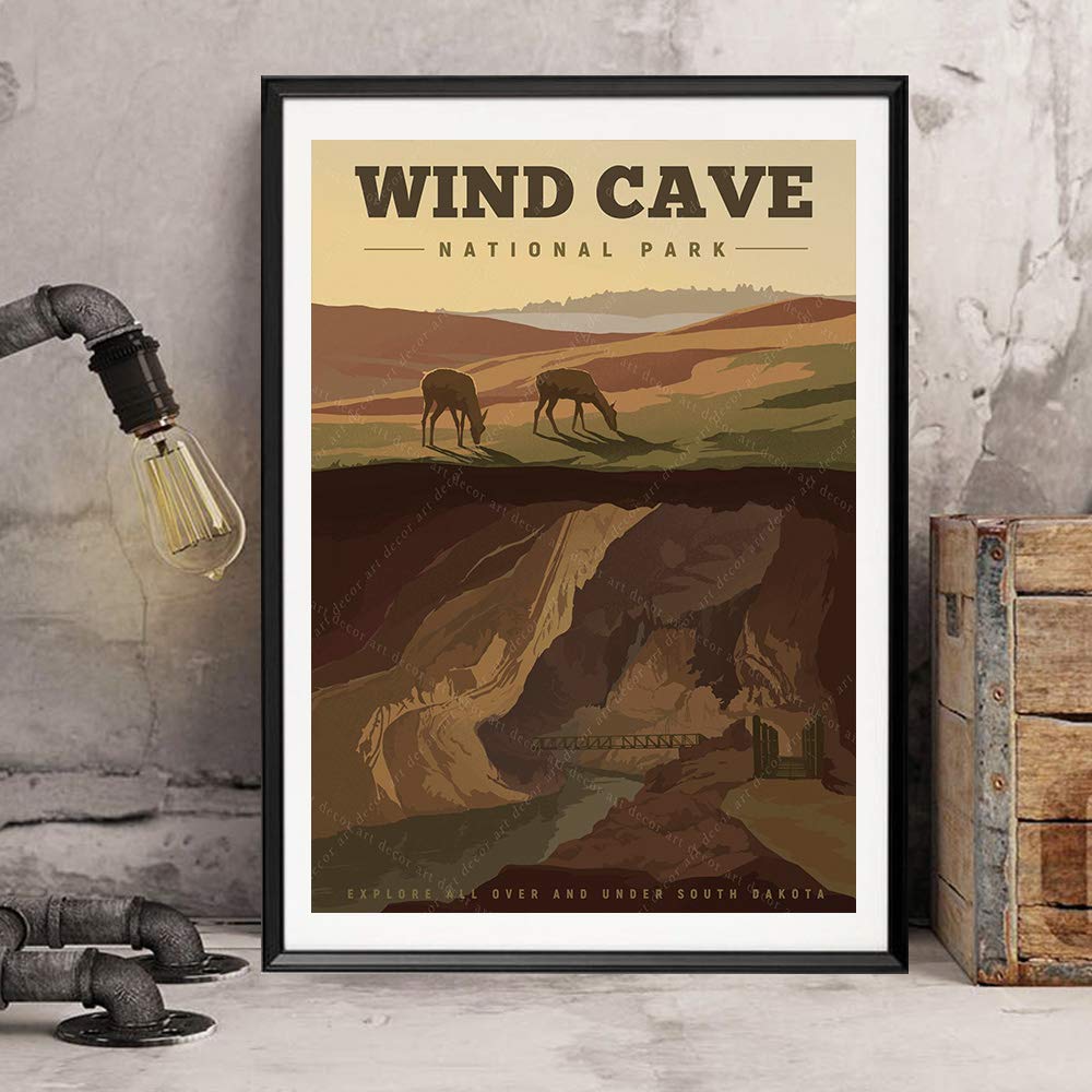 xtvin Wind Cave National Park America Vintage Travel Poster Art Print Painting Home Decoration Gift