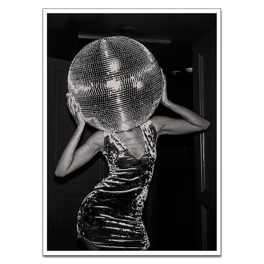 Music Aesthetics Poster Prints Funny Black and White Canvas Wall Art Trendy Retro Music Party Funky Wall Decor for Living Room Bar 12x16in Unframed