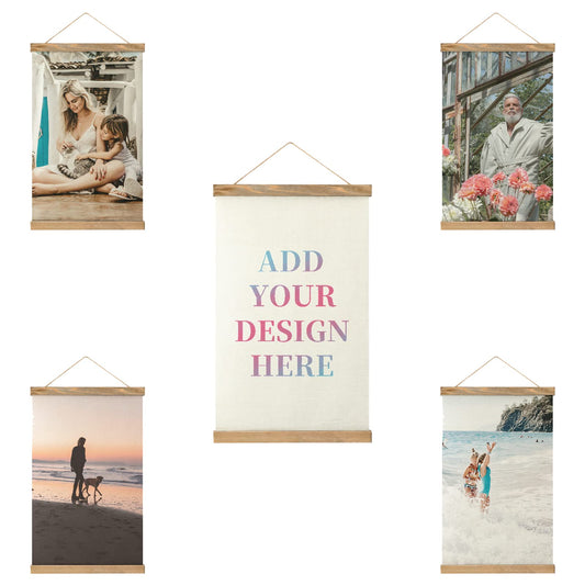 wxyzdq Custom Hanging Poster Personalized Wall Art Design Your Own Photo Text Hobby Adjustable Wooden Frame Thick Fabric Canvas Scroll Poster Prints Room Decor for Living Room Bedroom Study