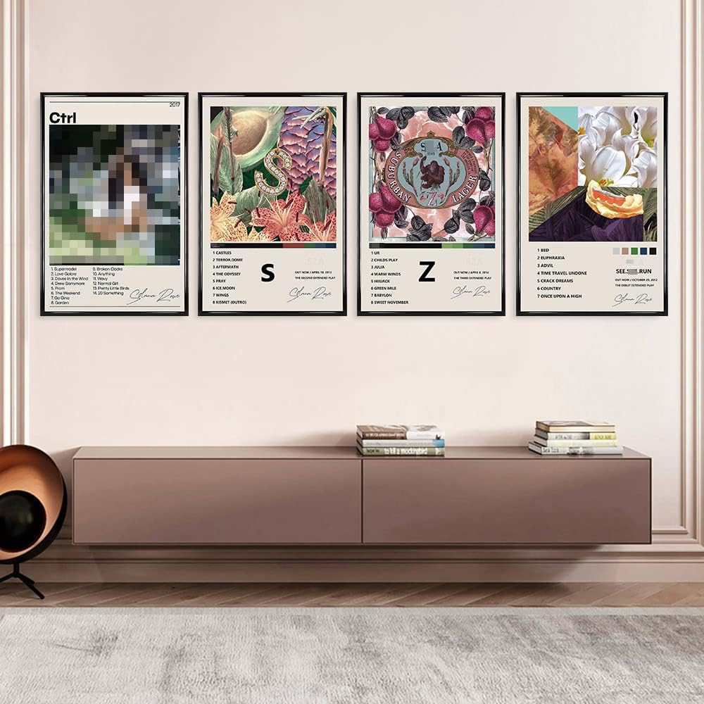 Syoolso Singer Postes 4 Pcs Album Cover Signed Limited Posters Room Aesthetic Print Rapper Music Poster Canvas Wall Art for Teen and Girls Dorm Decor 8x10 inch Unframed