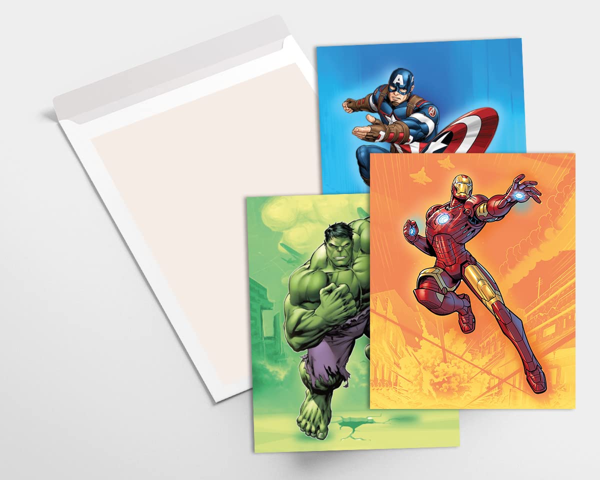 Superhero Wall Decor Poster Prints - Set of 4 (8 inch x 10 inch) - Superhero Room Decor for Boys - Avengers Wall Art - Room Decor For Kids - Nursery, Bathroom, Playroom Decor (UNFRAMED)