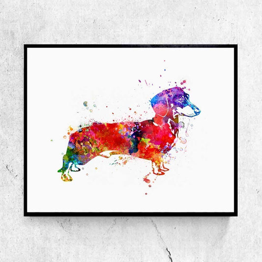 ZLKAPT Dachshund Dog Watercolor Art Painting Kids Wall Art Inspiration Sausage Dog Prints Poster Nursery Pet Decor 8x10 Inches No Frame