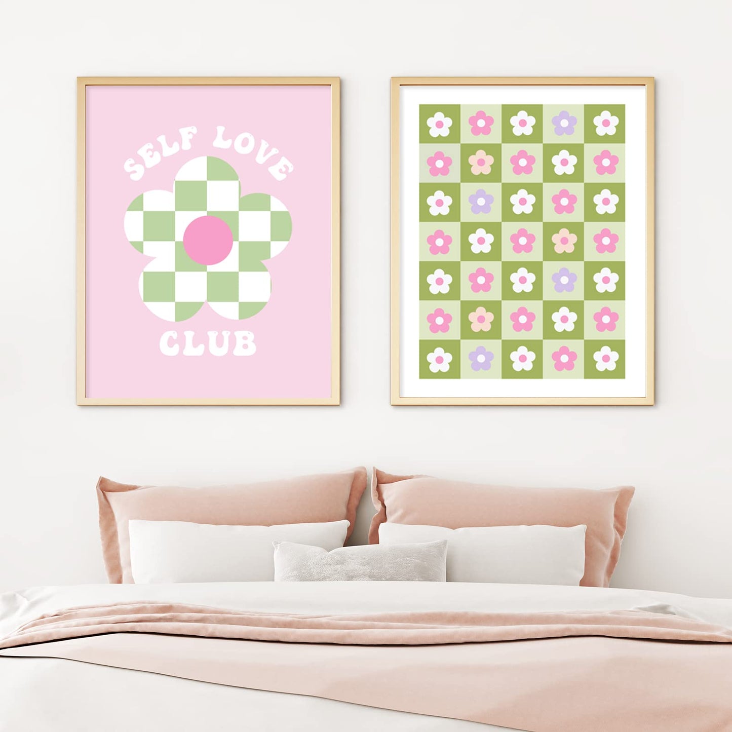 Whaline 9Pcs Preppy Posters Danish Pastel Wall Art Prints Room Decor for Teen Girls Bedroom College Dorm Room Posters Decorations(UNFRAMED 8x10)