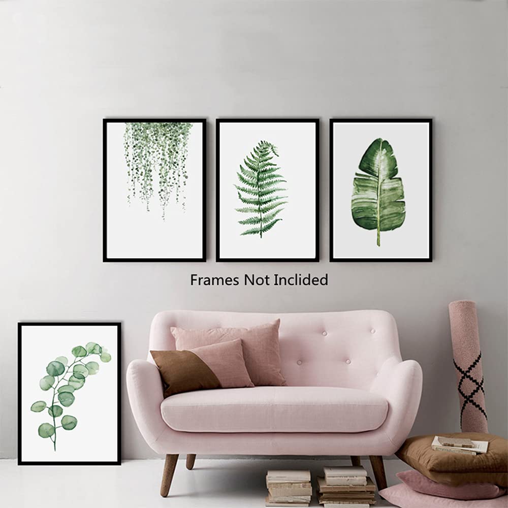 Botanical Wall Art Prints Set of 6 Tropical Leaf,UNFRAMED Farmhouse Home Decor Plant Leaves Pictures 8”x 10” Minimalist Boho Canvas Posters Green Nature Wall Decor for Living Room Bathroom Bedroom