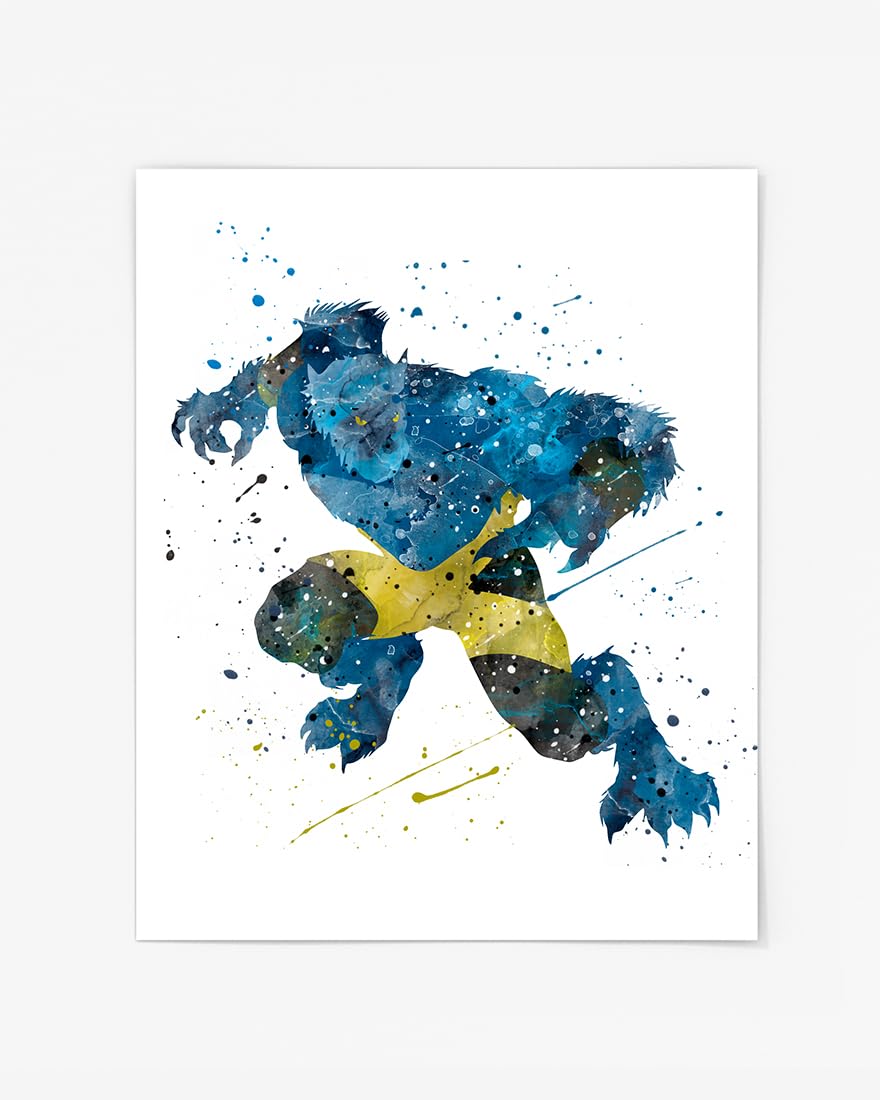 Beast Prints, X-Men Watercolor, Nursery Wall Poster, Holiday Gift, Kids and Children Artworks, Digital Illustration Art