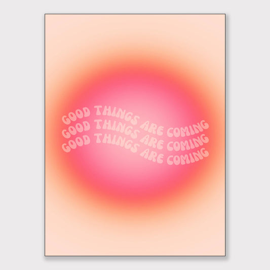 DFAIUY Colorful Gradient Aura Angel Good Things Are Coming Poster for Room Aesthetic Positive Quotes Canvas Wall Art Prints Abstract Trendy Y2k Style Room Wall Decor Bedroom Office 12x16in Unframed