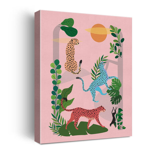 NISTOMISU Colourful Cheetahs Canvas Prints Wall Decor Jungle Cheetahs Canvas Art Sign Canvas Poster Gifts for Home Living Room Bedroom Bathroom Decor 11.5"x15"
