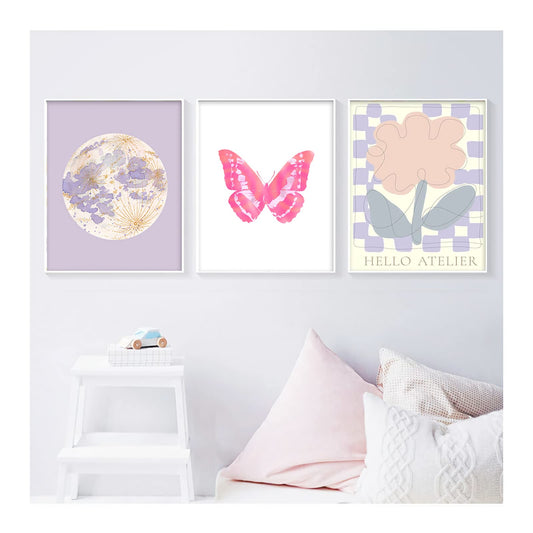 GENSTEUO 9Pcs Danish Pastel Room Decor Aesthetic, Pastel Pink Wall Art, Danish Pastel Posters Paintings, Cute Pictures Prints for Bedroom Dorm Decorations, Danish Pastel Wall Collage (8x10 UNFRAMED)