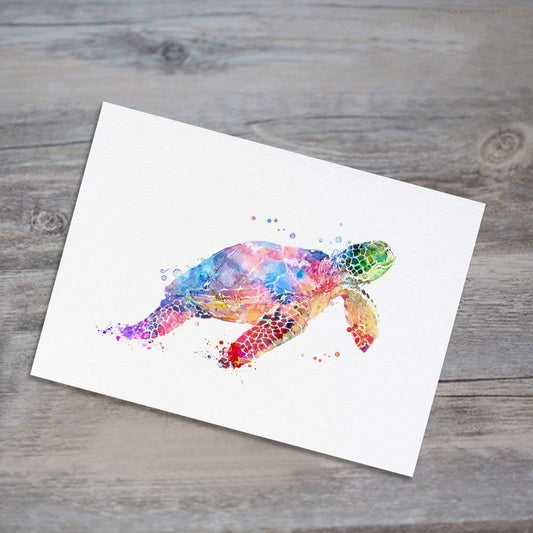Sea Turtle Watercolor Art Print Wall Art Poster Inspiration Watercolor Painting Colorful Sea Turtle Art Paper Home Decor Marine Life 8x10 inch No Frame