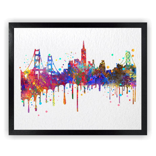 Dignovel Studios 8X10 Unframed San Francisco Skyline City California United States Cityscape Landmark Attraction Hometown Watercolor Art Print Poster Wall Art Nursery Kids Office Home Decor DN590