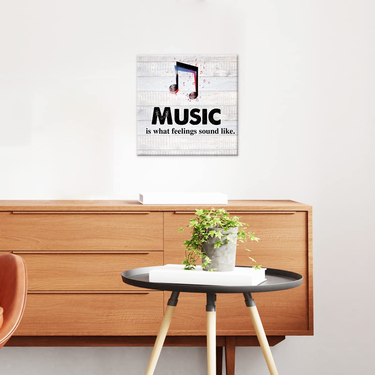 Music is What Feelings Sound Like Farmhouse Canvas Print Wall Art Decor Musical Room Studio Sign Painting Poster Plaque Rustic Home Decoration (8 X 8 inch, Framed)