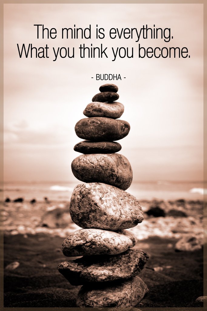 Buddha Balancing Rocks The Mind Is Everything Sepia Cool Wall Decor Art Print Poster 12x18