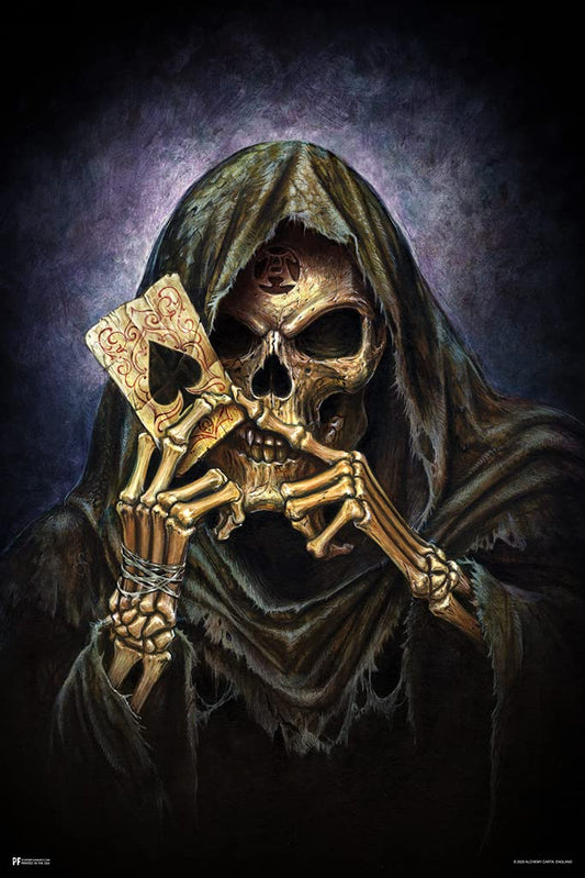 Alchemy The Reapers Ace Grim Reaper Death Ace of Spades Card Witchy Room Decor Gothic Decor Goth Room Decor Witchcraft Horror Wiccan Occult Decorations Cool Wall Decor Art Print Poster 12x18