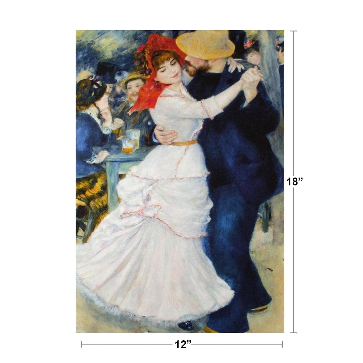 Pierre Auguste Renoir Dance at Bougival Realism Romantic Artwork Renoir Wall Art French Impressionist Art Posters Portrait Painting Wall Decor Posters Cool Wall Decor Art Print Poster 12x18