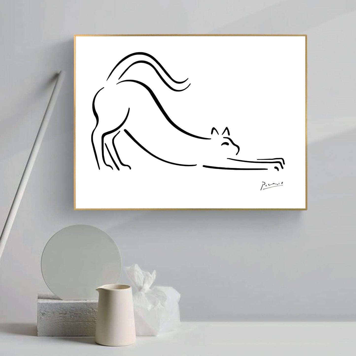 ZZPT Pablo Picasso Wall Art - Pablo Picasso Canvas Art Prints - Fine Art Poster - Cat Wall Decor - Modern Home Decor for Living Room Bedroom Office Unframed (Cat,12x18in/30x45cm)