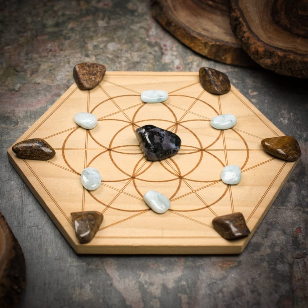 Bring the Magic Mini Crystal Grid Set with Merlinite, Aquamarine, and Bronzite