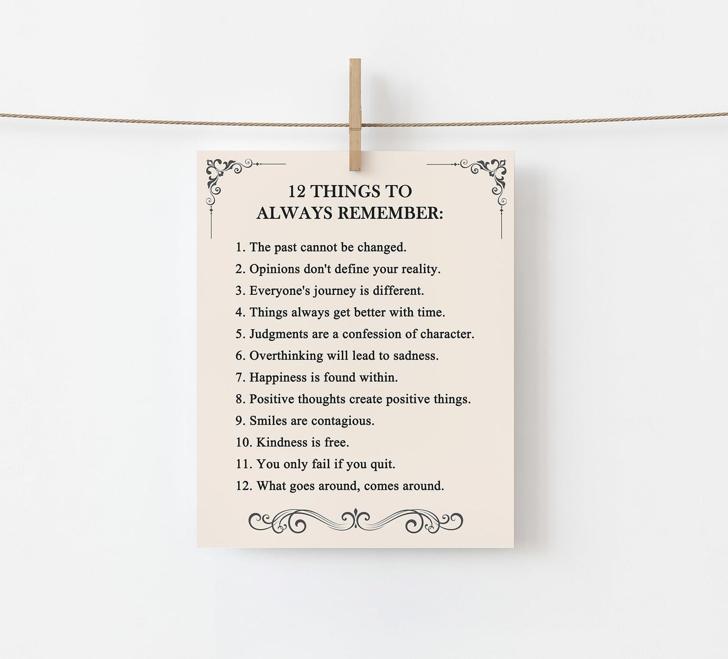 "12 Things to Always Remember"- Inspirational Wall Art- Positive Thinking Artwork Décor-Life Quotes Poster- Reminders UNFRAMED Print (8"x10")