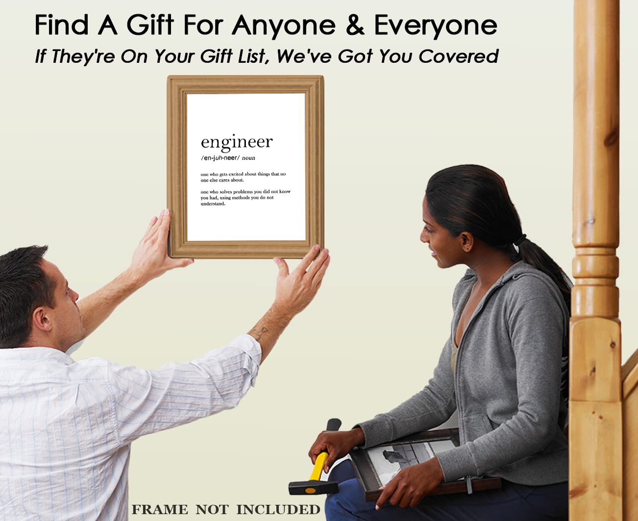 Engineer Funny Definition: 8x10 Unframed Chic, Boho & Modern Typography Wall Art Poster Print for Office, Classroom, Dorm & Bedroom Decor - Creative Gift Idea for Engineers & Engineering Students