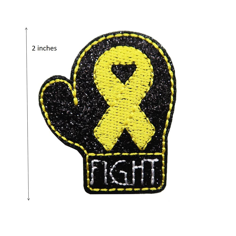 Childhood Cancer Awareness Sparkle Glitter Embroidered Iron On Patch