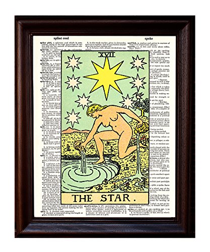 Fresh Prints of CT Dictionary Art Print - The Star, Tarot Card - 8"x10.5" - Mixed Media Poster Printed on Vintage Dictionary Page