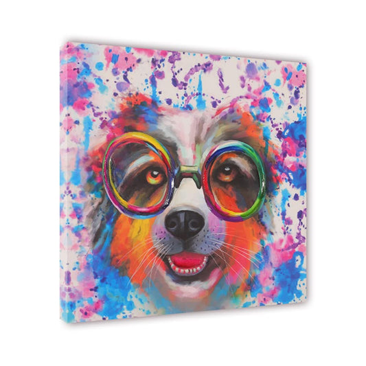 Pangoo Art Funny Dog Canvas Wall Art Watercolor Animal Cute Puppy Painting Posters Prints for Farmhouse Kitchen Bedroom Bathroom Decor Framed and Ready to Hang (12x12 Inch, Dog)