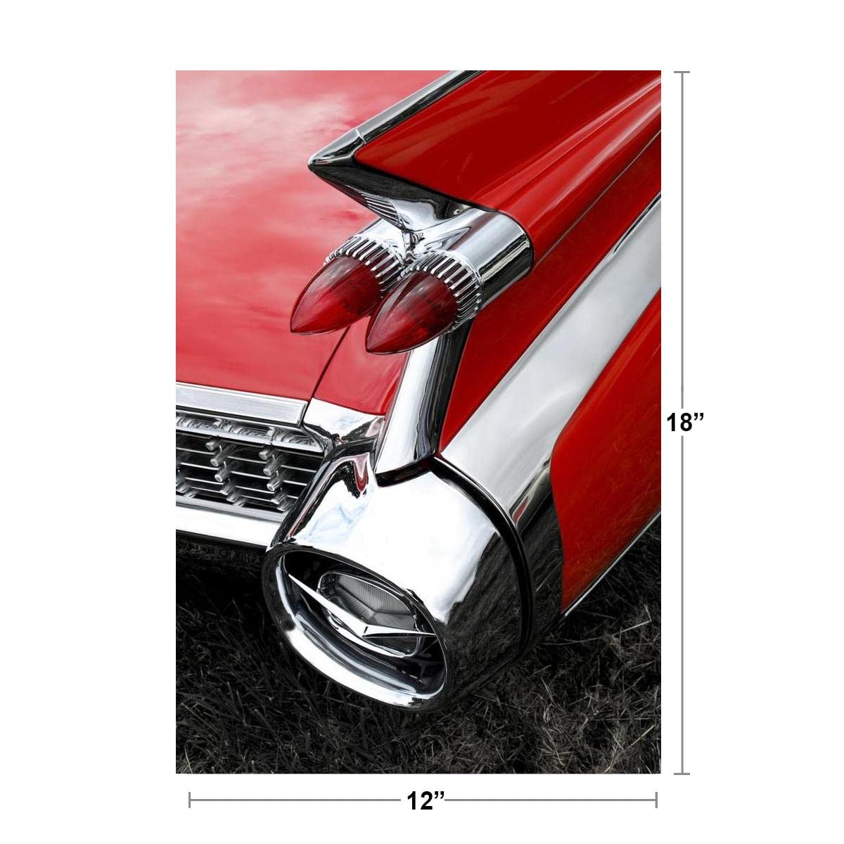 1959 Red Cadillac Eldorado Tail Fin and Light Photo Photograph Cool Wall Decor Art Print Poster 12x18